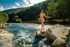 Nudist Beautiful Model Walking on River
