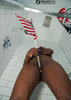 Black Woman Masturbating with the USA Flag's Stick